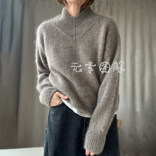 若伊套衫图解 女士小高领落肩毛衣图解编织教程 中文字图解教程