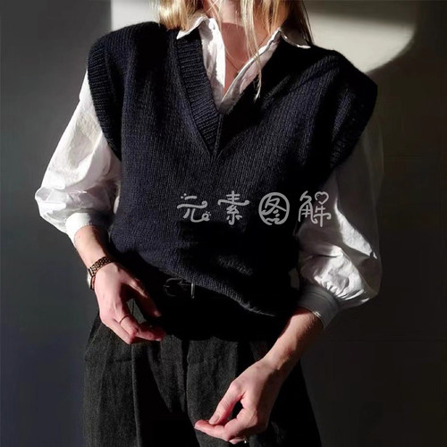 NO9围巾+背心图解  女士V领马甲图解编织教程中文字图解教程