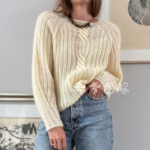 扭扭结薄款套衫图解 真丝马海毛衣图解编织教程中文字图解教程