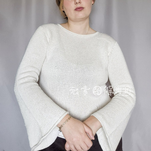 [英文]Peace Lily Top图解 女士长短袖套衫毛衣编织图解教程