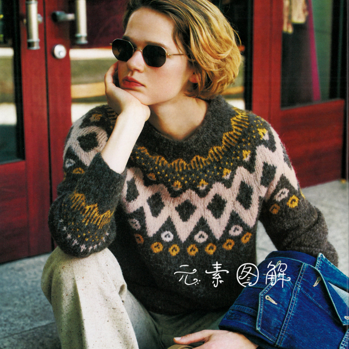 梅本纪美子提花毛衣图解编织教程