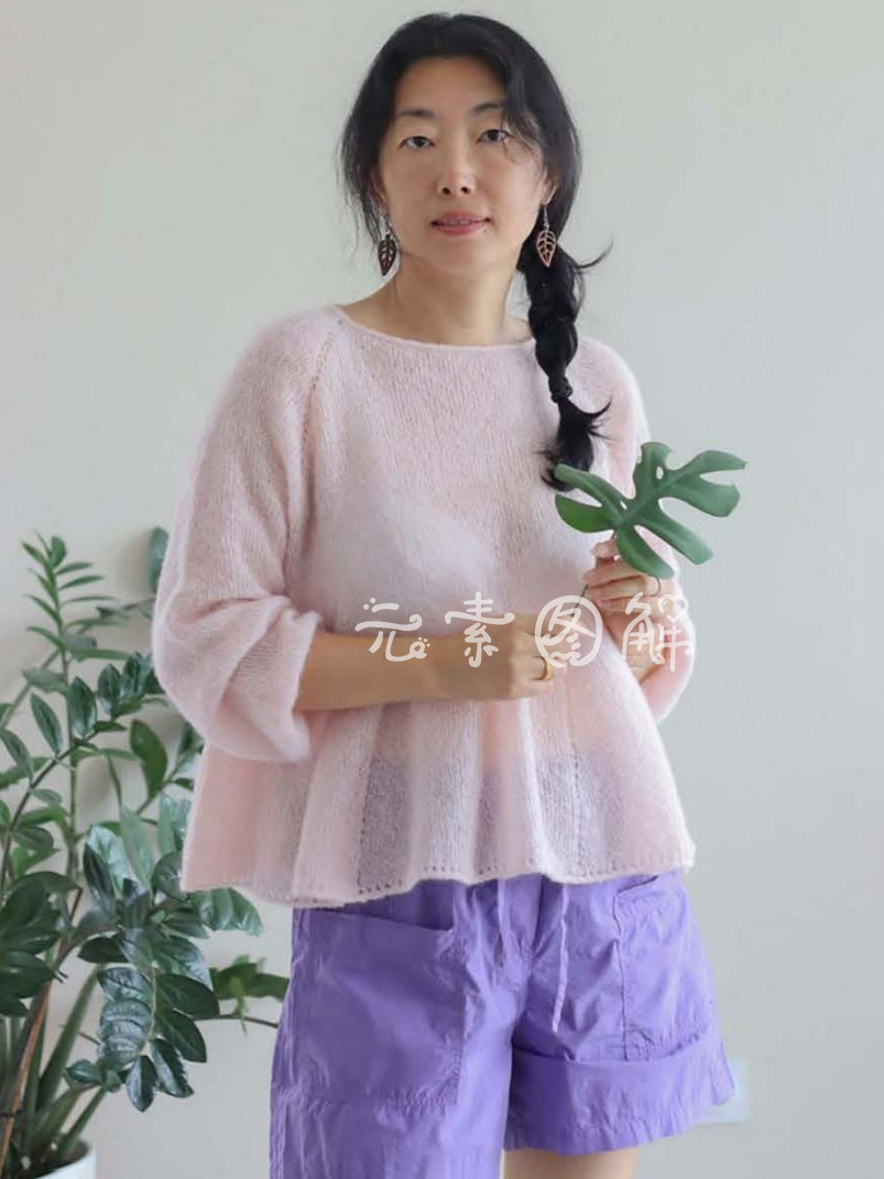乐悦  女士A字型蓬蓬圆领斜插肩袖套头 毛衣图解编织教程中文字版