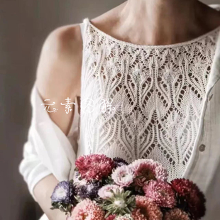 女士毛衣编织教程中文字版 w534月神库塔尔吊带图解 蕾丝镂空背心