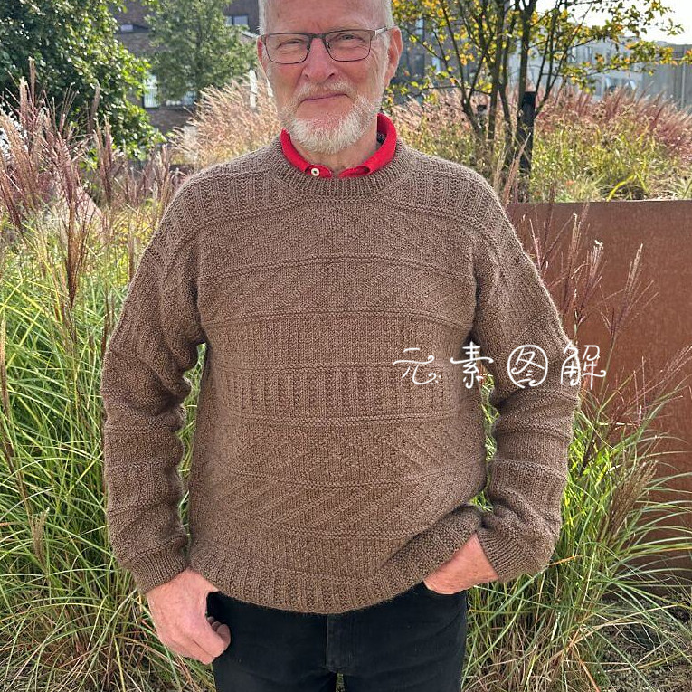 821风暴男士毛衣图解  亲子情侣款 棒针毛衣编织教程中文字版 - 元素毛衣图解出品