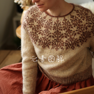 787杏园芳套衫图解 提花育克圆领圆肩 女士毛衣编织教程中文字版