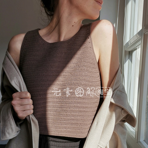 [英文]RENO Top图解 女士夏季背心毛衣编织图解教程