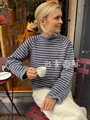 [中/英]Frankie弗兰克套衫图解女士卷边条纹毛衣图解教程文字图解