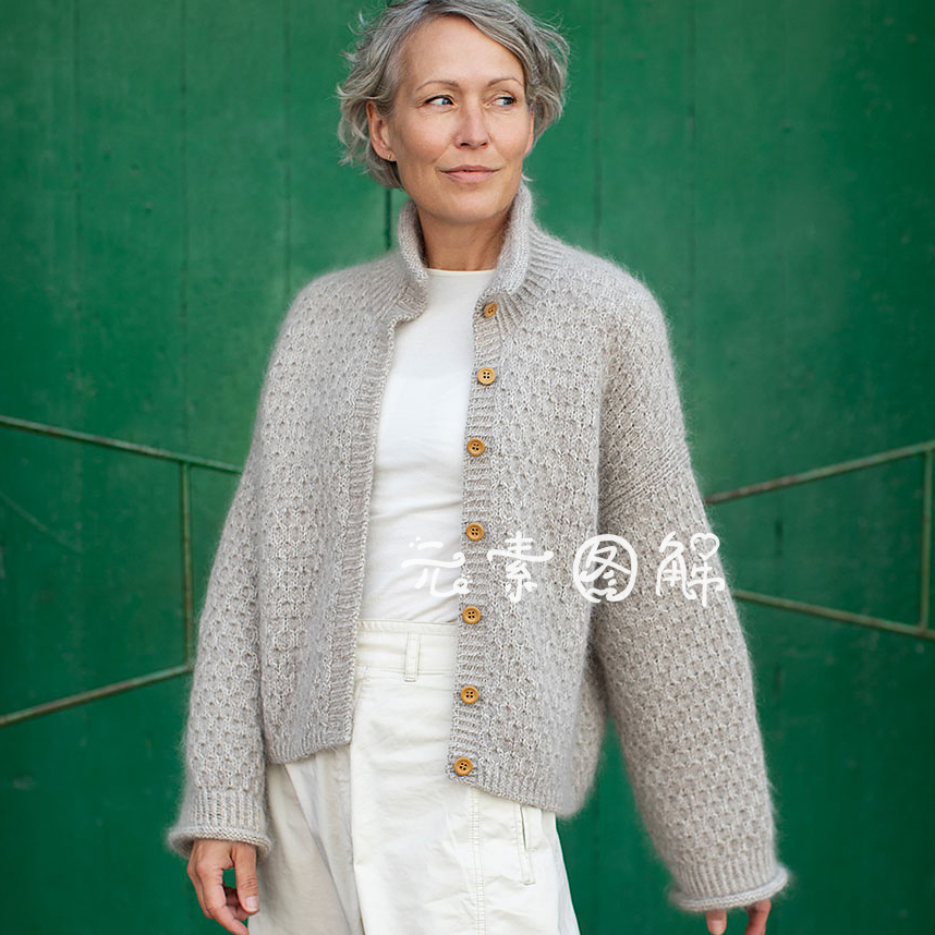 微雪夹克开衫图解 女士卷边珍妮花毛衣图解编织教程文字图解教程