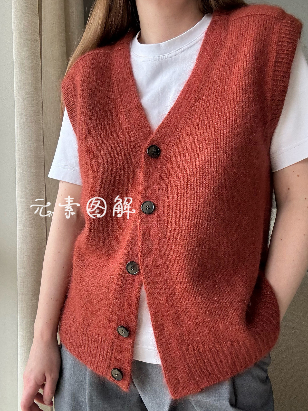 1306保罗背心 女士V领系扣开衫马甲坎肩 图解编织教程中文字版,个性定制/设计服务/DIY,针织类定制/加工,淘宝优惠券,粉丝福利购,淘宝优惠卷