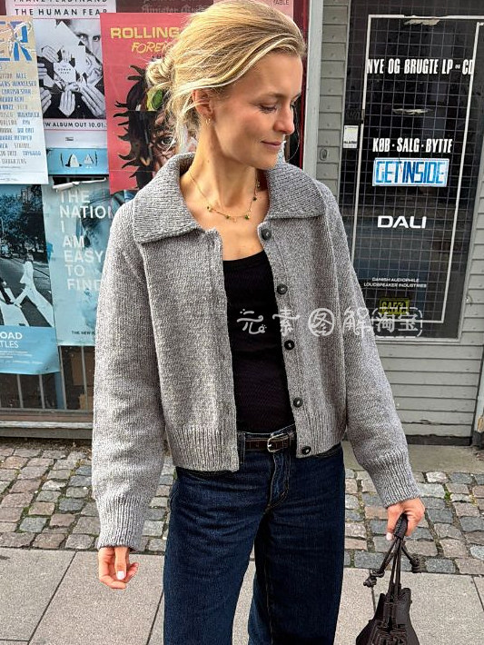 [中英文]Petra Jacket 图解 女士翻领开衫毛衣编织图解文字教程