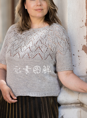 w548月神库塔尔Tee短袖图解 圆领圆肩 女士毛衣编织教程文字版