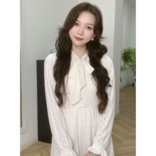 法式 新款 温柔纯欲小女人气质毛织连衣长裙 爱依服裙子2025秋季 IEF