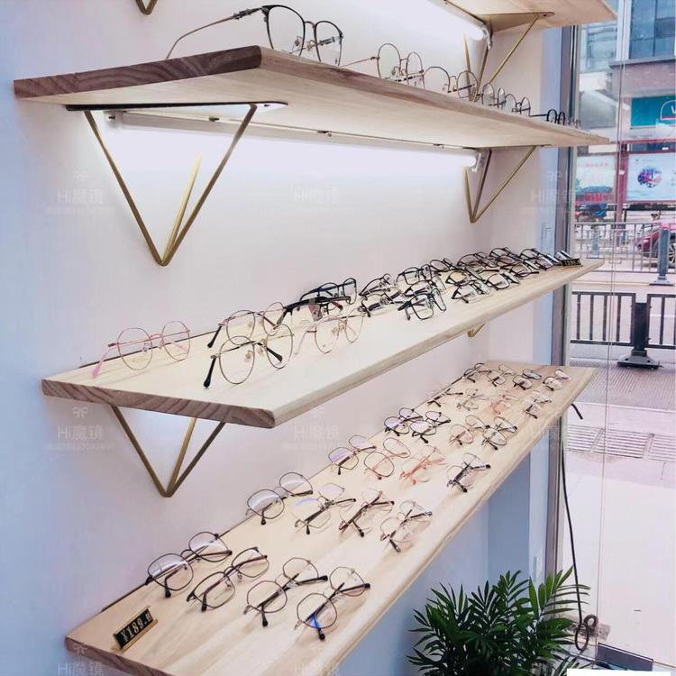 实木眼镜展示架陈列装饰道具上墙隔板展示架太阳镜墨镜收纳隔板架