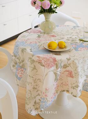 Hegaly绿色王国花桌布浪漫覆古棉麻纹理藤印花拼接咖啡桌餐桌客厅