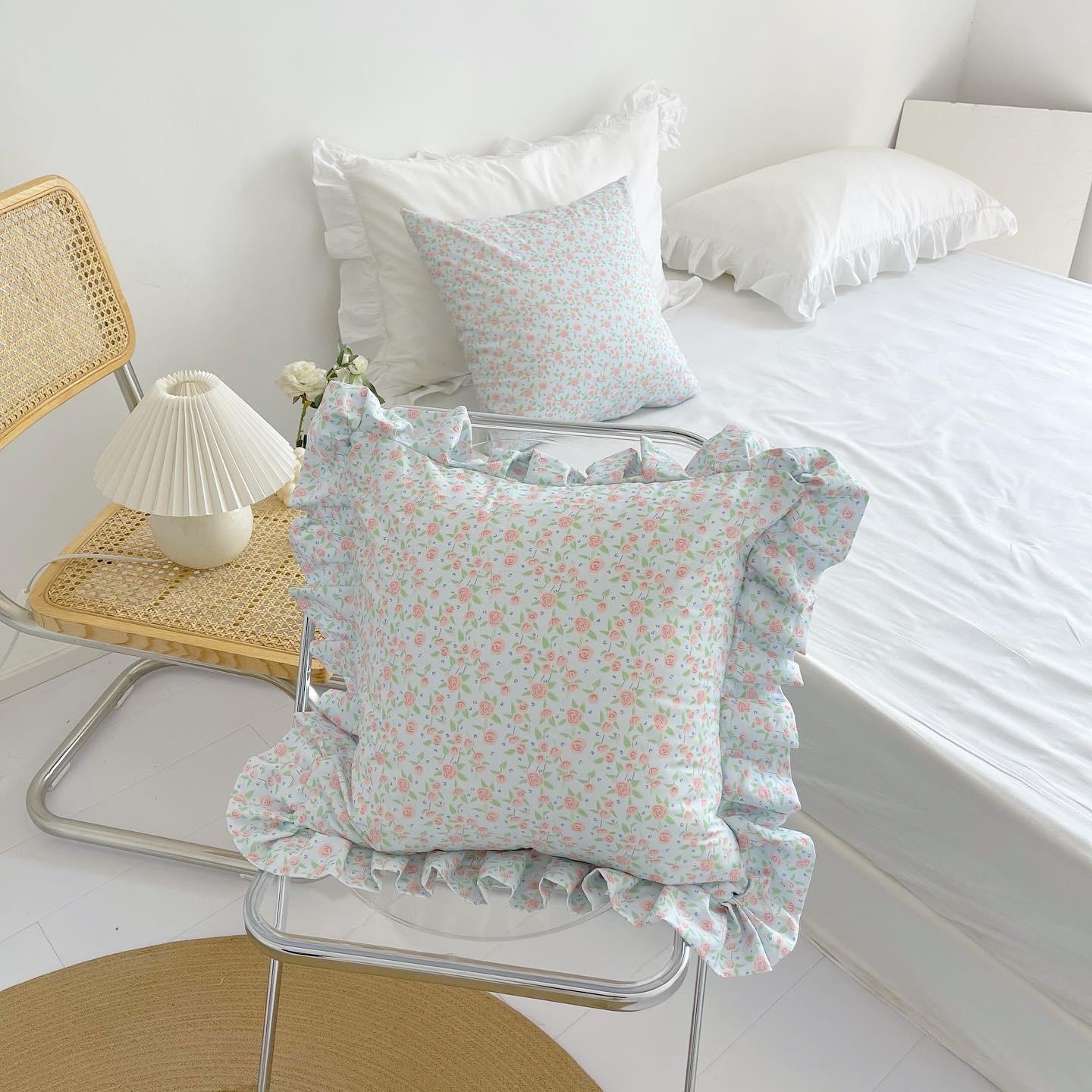 Matisse马蒂斯 原创小玫瑰碎花全棉花边抱枕套韩风搭配款沙发靠垫