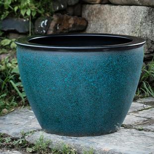 景德镇陶瓷古法鱼缸庭院仿石大水缸老式 睡莲盆荷花碗莲盆缸锦鲤缸