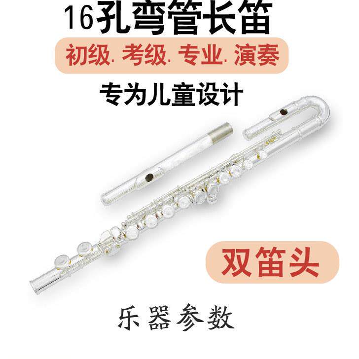 沙纳儿童长笛sf-117U弯管笛头儿童小学生专用考级两用16孔闭孔C调