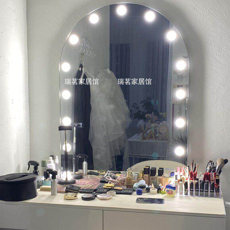 带灯壁挂化妆镜台式婚纱店美容院桌面工作室化妆桌影楼专用梳妆台
