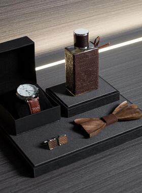 样板房衣帽间衣柜展示摆件意式轻奢男士托盘套装手表香水袖口领带