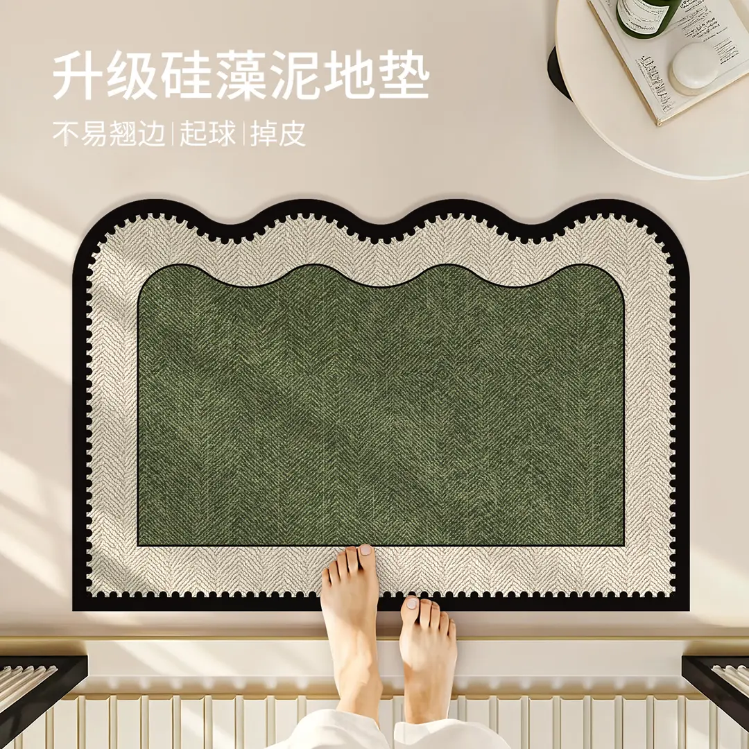 复古法式浴室地垫卫生间门口防滑垫吸水垫子硅藻泥家用脚垫淋浴房