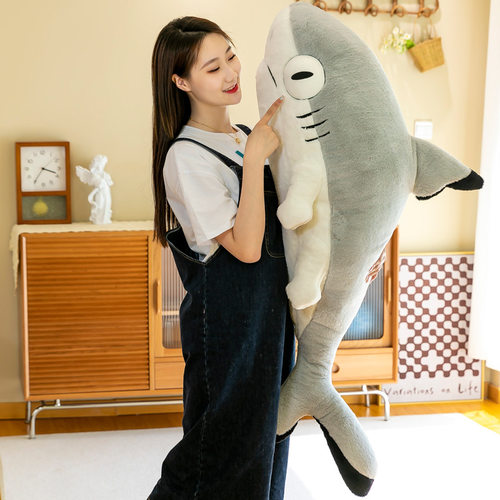 鲨鱼抱枕床上安抚鲨猫玩偶睡觉抱枕毛绒玩具可爱大号公仔男女礼物