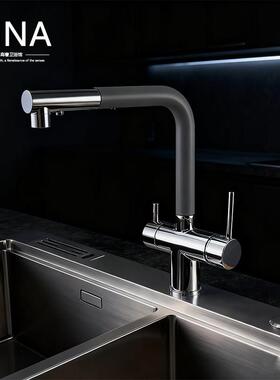 IGNA 意大利全铜厨房龙头单孔冷热可旋转三合一净水龙头现代简约
