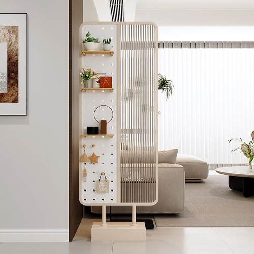 新款现代简约奶油风可移动屏风洞洞板屏风免安装入户正对门遮挡