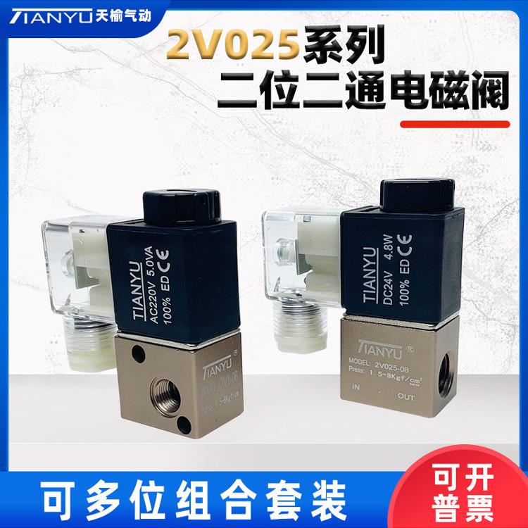 2V025-08一进一出换向电磁阀3V106空压机专用款DC24v线圈电磁阀组 - 实物图