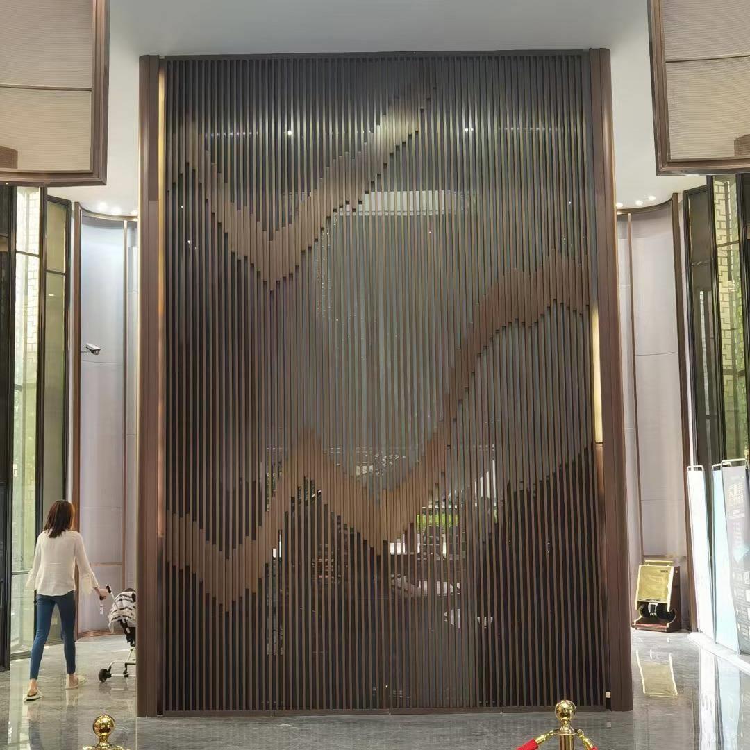不锈钢屏风厂家咨询餐厅客厅唐新式中隔铝镂空酒店断大花格玄关