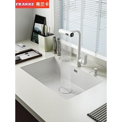 弗兰卡奶白色304不锈钢手工水槽单槽台下洗菜盆 迷你水吧台阳台茶
