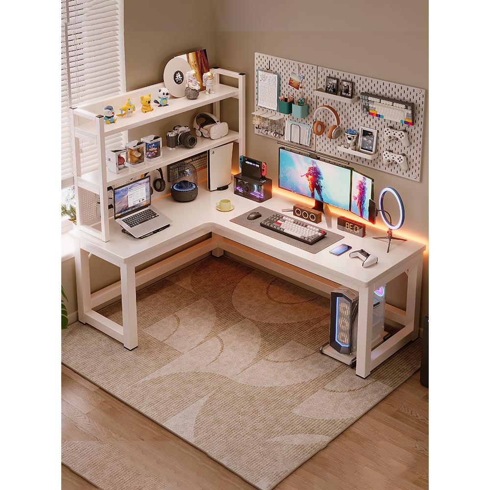 转角电脑桌家用双人电竞桌子卧室飘窗拐角书桌L型办公桌子工作台