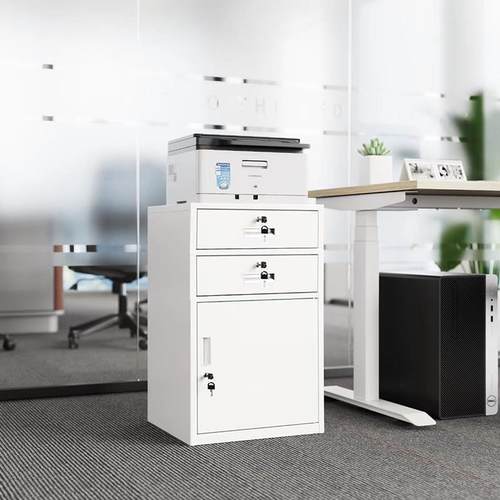 办公室铁皮文件柜矮柜桌边打印机资料柜带锁抽屉式桌下收纳置物柜