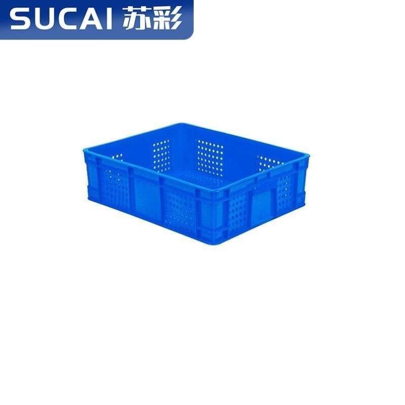 苏彩塑料筐周转筐蓝色加厚水果蔬菜收纳篮快递物流中转运输镂空塑