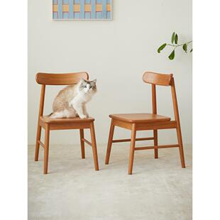 管木匠小桔餐椅实木日式家用餐椅靠背办公休闲椅子原木樱桃木书椅