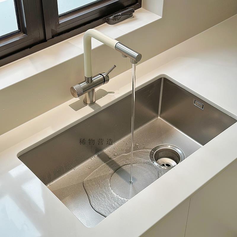 稀物营造新款手工原色锤纹水槽平面台下盆sus304不锈钢大单槽