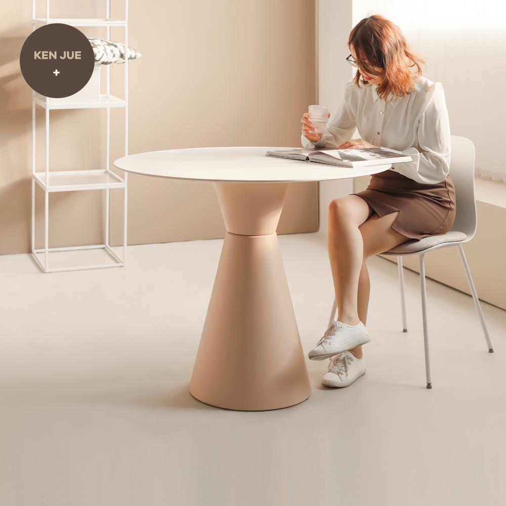 北欧简约岩板桌子设计师款洽谈餐桌家用小户型咖啡厅奶茶店小圆桌