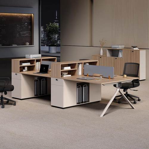 简约现代职员办公桌椅组合4双6人位办公室员工财务电脑桌卡座工位