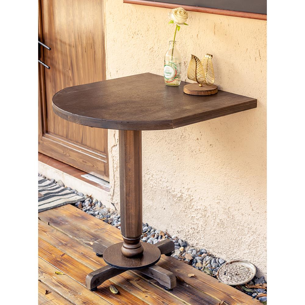 中古桌椅组合长桌靠墙桌椭圆桌半圆墙壁桌实木桌脚可咖啡厅餐厅桌