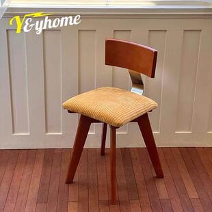 Y&Y Home中古风实木餐椅家用小户型法式复古网红办公椅书桌G椅子