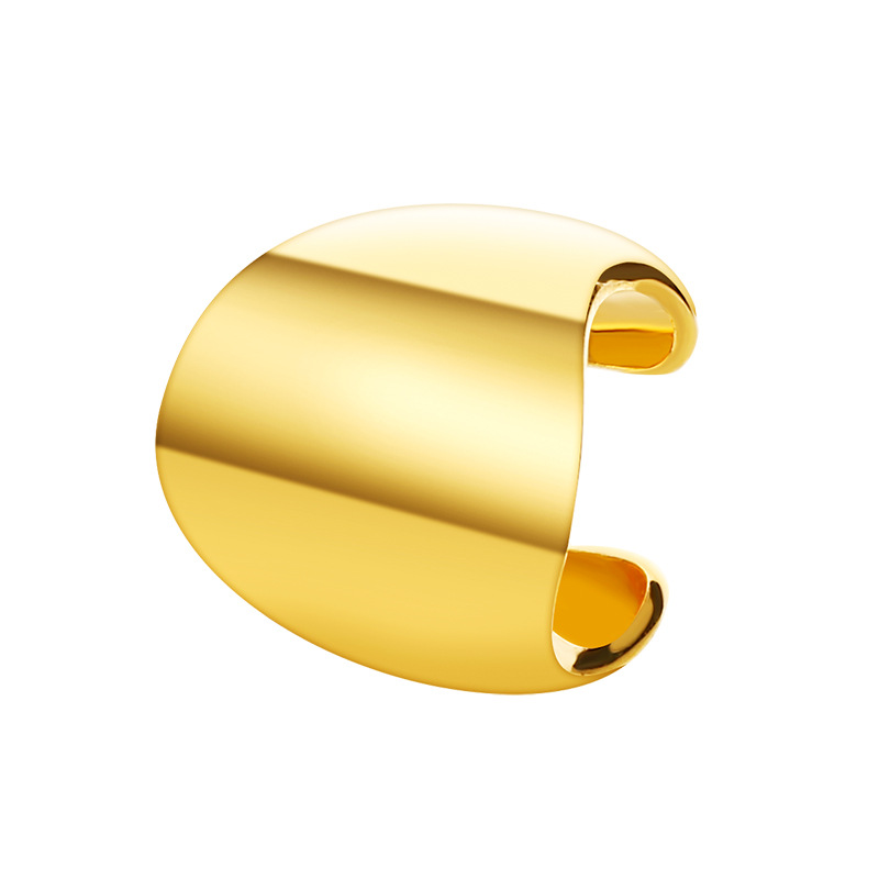 欧美时尚耳夹简约金属抛光女耳骨夹朋克复古几何宽版无耳洞耳饰