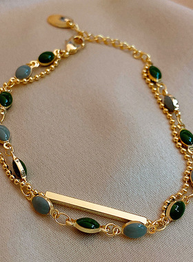 法式复古双层手链女欧美ins风叠戴手环跨境新中式古风手链