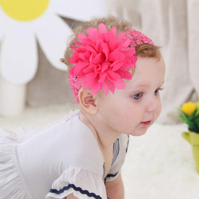 婴儿4寸雪纺花朵护囟门发带
