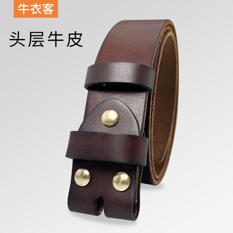 男士休闲牛皮合金针扣头层腰带男