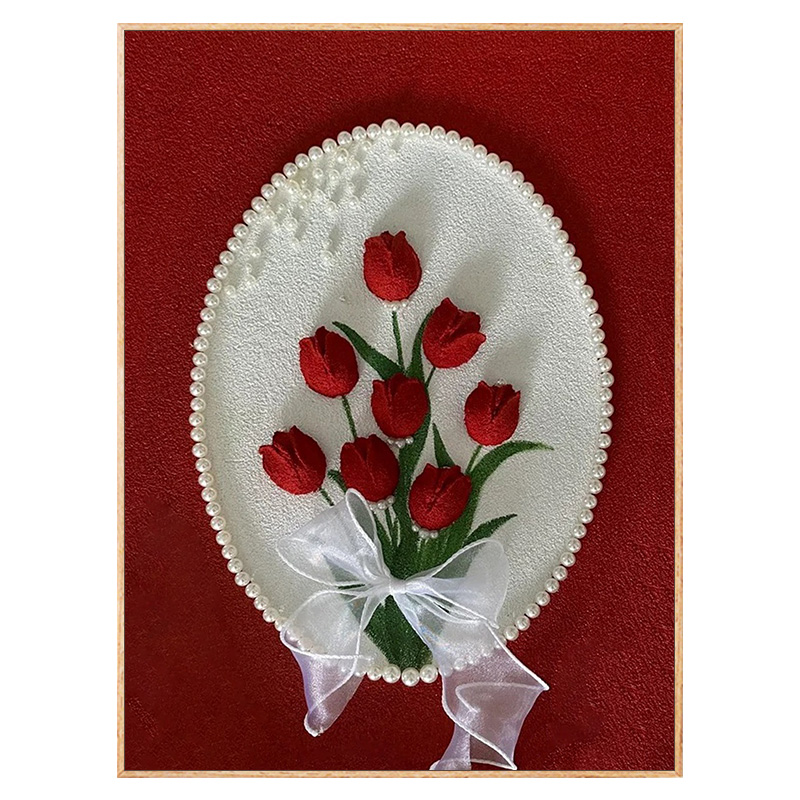 郁金香3D立体肌理画diy玫瑰数字油画石英砂丙烯质感客厅装饰挂画图片