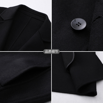 中长款秋冬装男士西装领羊毛呢子衣加肥加大码胖子双面呢大衣外套