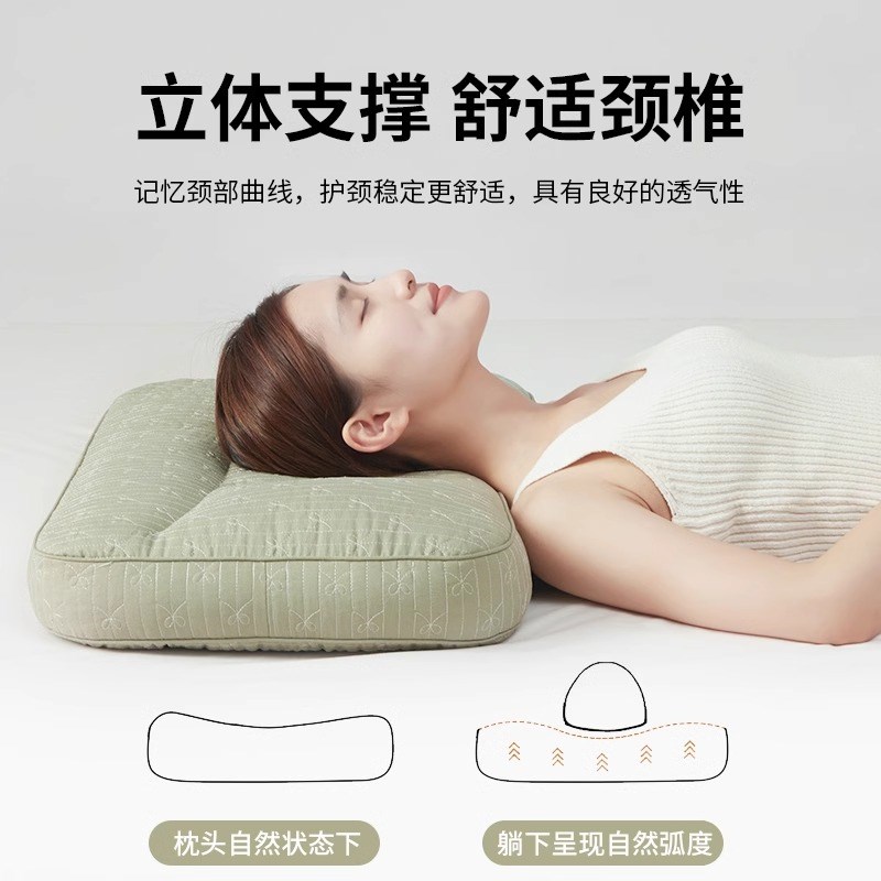 全荞麦皮壳枕头助睡眠护颈椎专用硬枕不塌陷颈椎枕芯一对家用分区