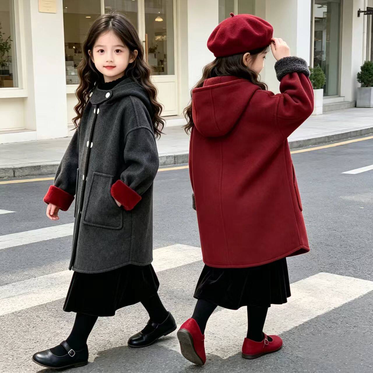 2026秋冬装女童双面穿呢大衣外套