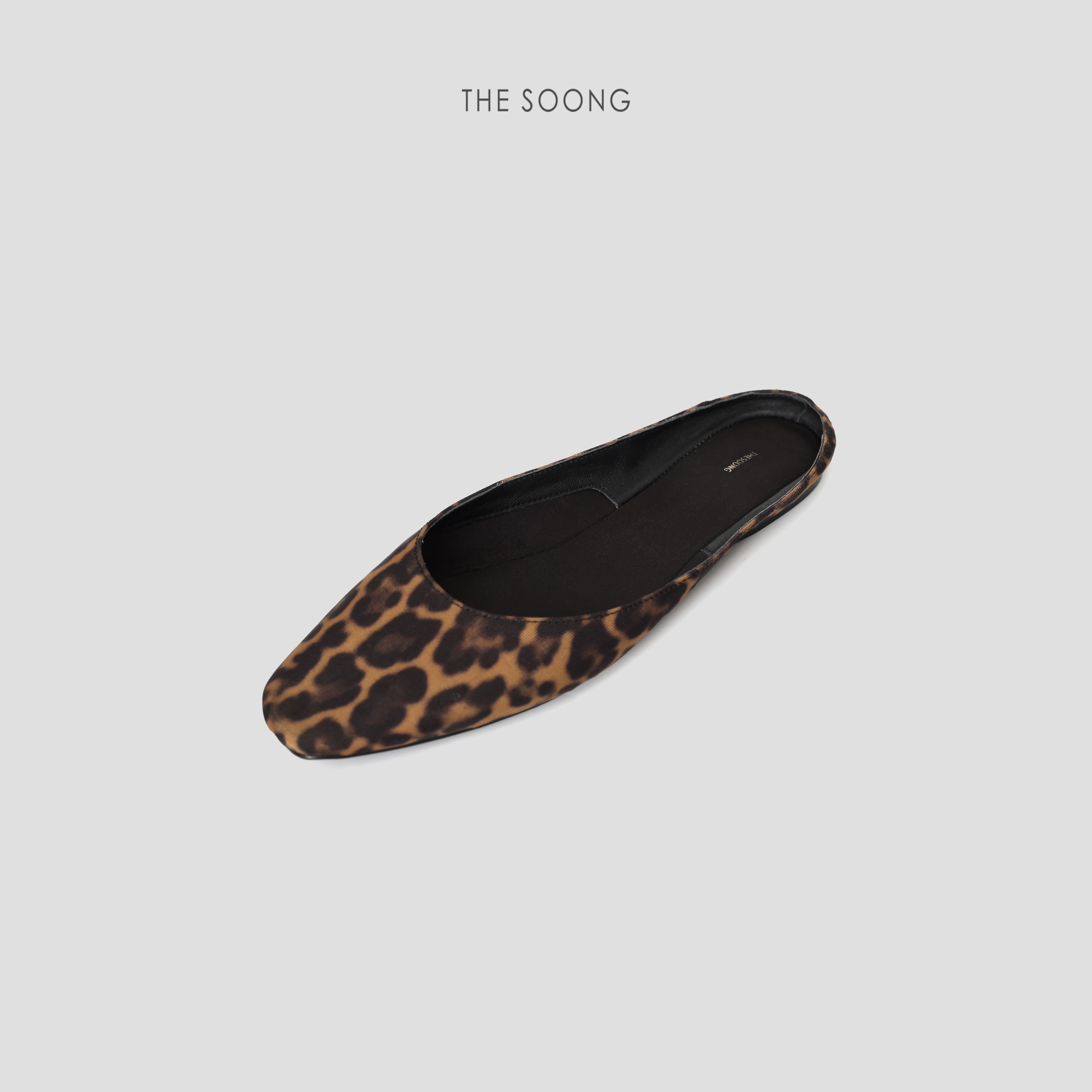 THESOONG/穆勒半拖 经典豹纹一脚蹬真丝羊皮平底芭蕾鞋