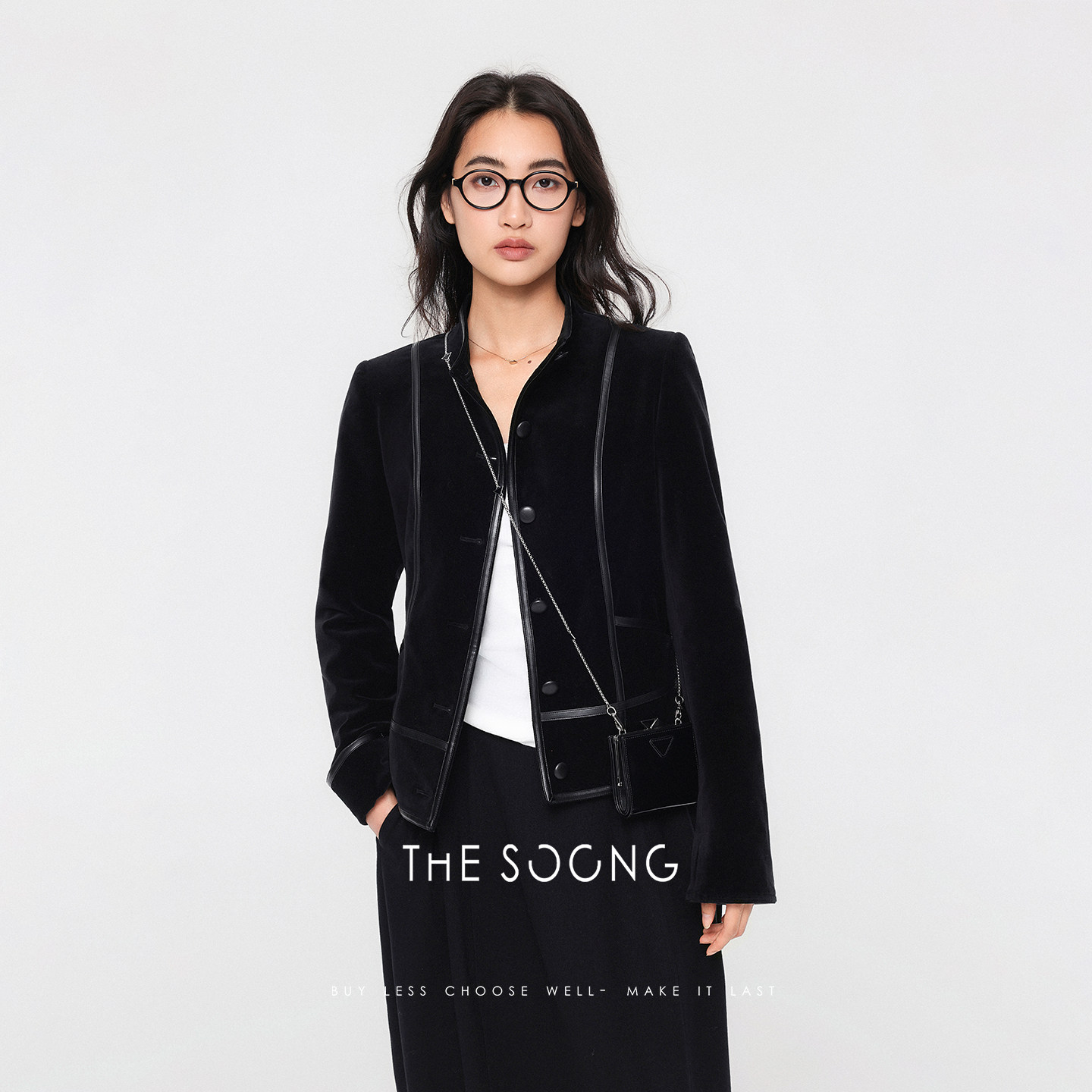 THESOONG/绒面分割线 天然植绒酵洗加软锁温丝绒立体感棉服外套
