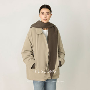 THESOONG/秋冬羽绒服女90白鹅绒可拆卸连帽宽松保暖夹克外套